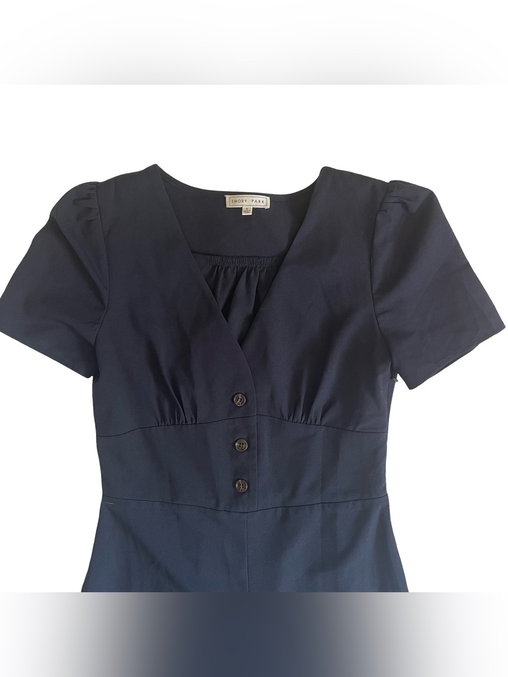 emory park Black Short-Sleeve Button-Front Jumpsuit